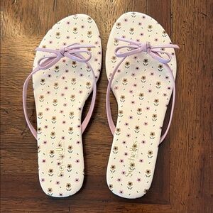 Seychelles Pink Floral Bow Flip Flop Sandals - Women